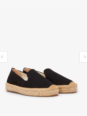 Soludos Black platform Canvas Espadrille Slip-Ons